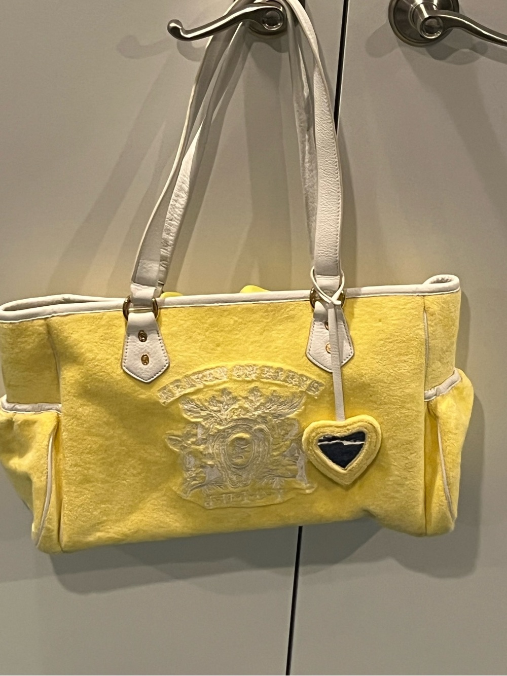 Vintage Juicy Couture Velour Baby Diaper Bag Tote White & Yellow RARE!